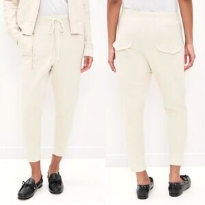 NWT Nili Lotan XS Nolan $290 Ivory Cotton Pants Drop Crotch Paris Sweats Joggers